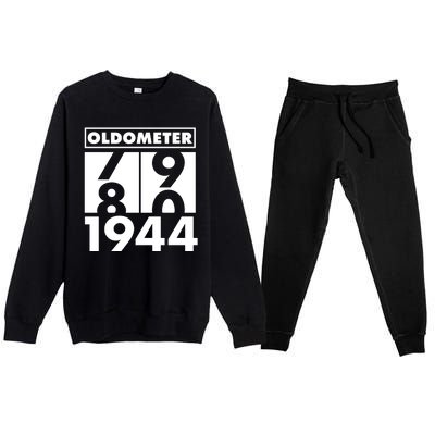 Funny Oldometer Made In 1944 80th Birthday Premium Crewneck Sweatsuit Set