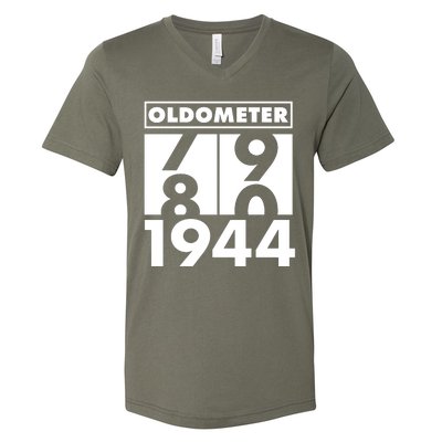 Funny Oldometer Made In 1944 80th Birthday V-Neck T-Shirt