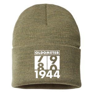 Funny Oldometer Made In 1944 80th Birthday Sustainable Knit Beanie