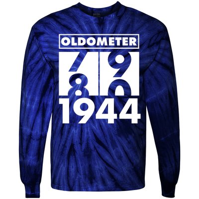 Funny Oldometer Made In 1944 80th Birthday Tie-Dye Long Sleeve Shirt