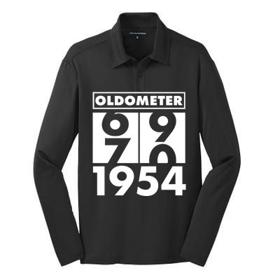 Funny Oldometer Made In 1954 70th Birthday Silk Touch Performance Long Sleeve Polo