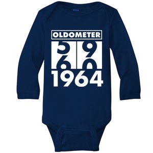 Funny Oldometer Made In 1964 60th Birthday Baby Long Sleeve Bodysuit