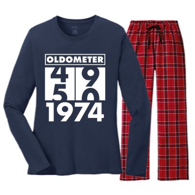 Funny Oldometer Made In 1974 50th Birthday Women's Long Sleeve Flannel Pajama Set 