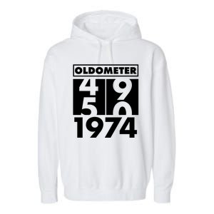 Funny Oldometer Made In 1974 50th Birthday Garment-Dyed Fleece Hoodie