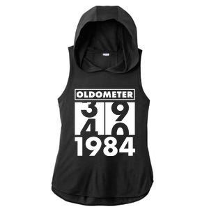 Funny Oldometer Made In 1984 40th Birthday Ladies PosiCharge Tri-Blend Wicking Draft Hoodie Tank