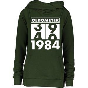 Funny Oldometer Made In 1984 40th Birthday Womens Funnel Neck Pullover Hood