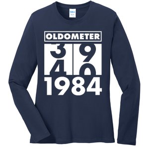 Funny Oldometer Made In 1984 40th Birthday Ladies Long Sleeve Shirt