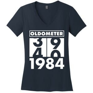 Funny Oldometer Made In 1984 40th Birthday Women's V-Neck T-Shirt