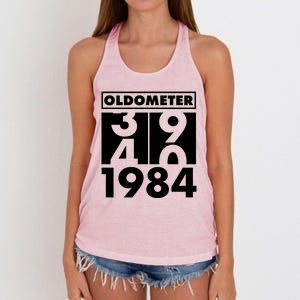 Funny Oldometer Made In 1984 40th Birthday Women's Knotted Racerback Tank