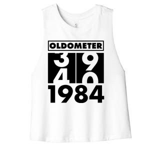 Funny Oldometer Made In 1984 40th Birthday Women's Racerback Cropped Tank