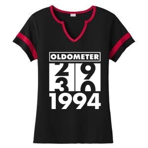 Funny Oldometer Made In 1994 30th Birthday Ladies Halftime Notch Neck Tee