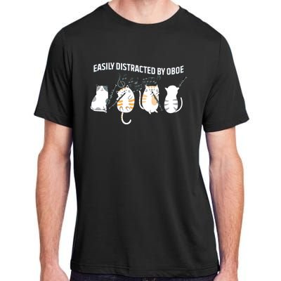 Funny Oboist Music Orchestra Cat Playing Oboe Instrument Adult ChromaSoft Performance T-Shirt