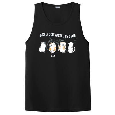 Funny Oboist Music Orchestra Cat Playing Oboe Instrument PosiCharge Competitor Tank