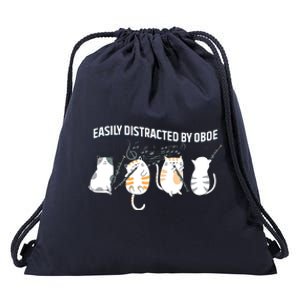 Funny Oboist Music Orchestra Cat Playing Oboe Instrument Drawstring Bag