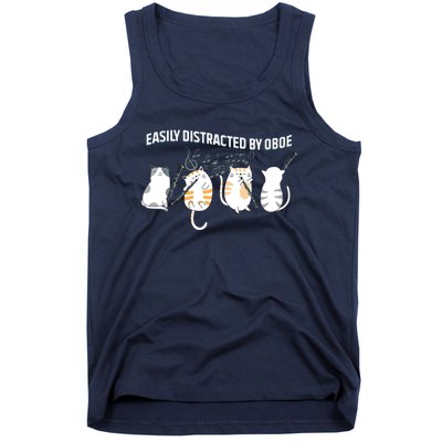 Funny Oboist Music Orchestra Cat Playing Oboe Instrument Tank Top