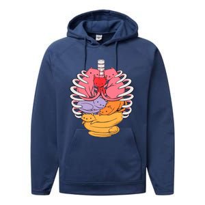 Funny Organs Made Out Of Cats Performance Fleece Hoodie