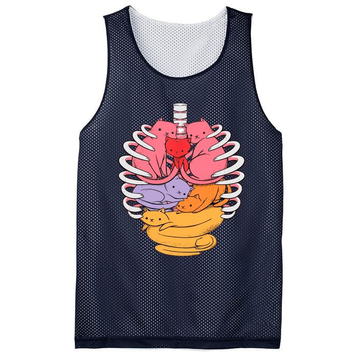 Funny Organs Made Out Of Cats Mesh Reversible Basketball Jersey Tank