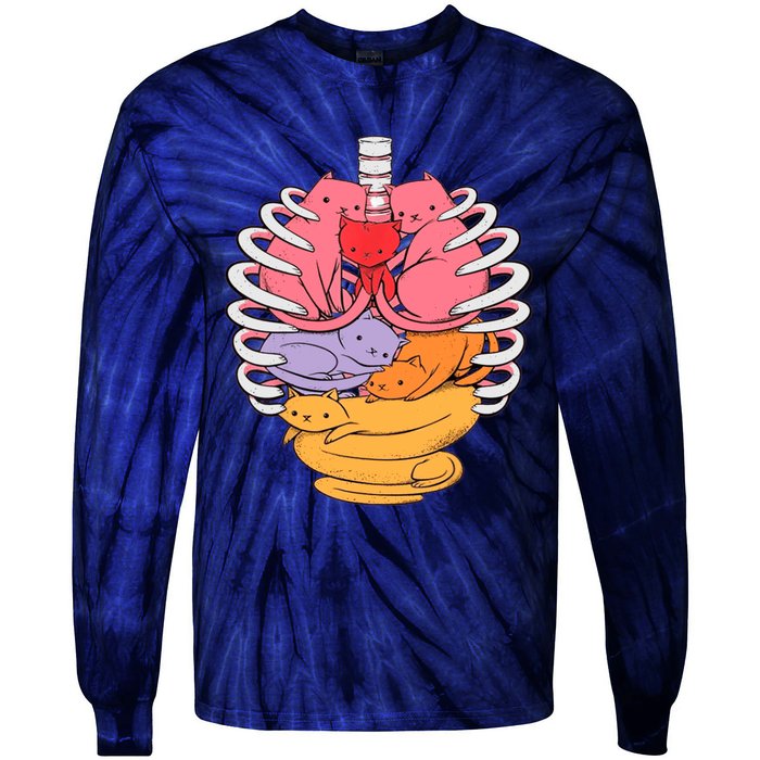 Funny Organs Made Out Of Cats Tie-Dye Long Sleeve Shirt