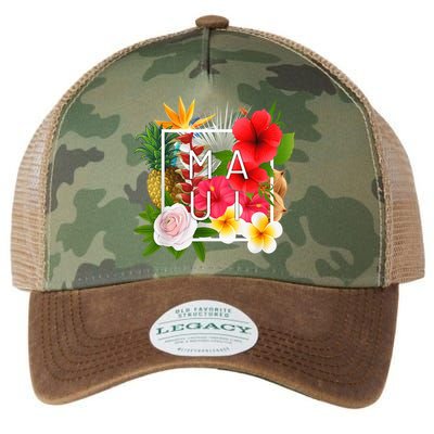 Flowers of Maui Word Art - Hawaiian Island Souvenir Legacy Tie Dye Trucker Hat