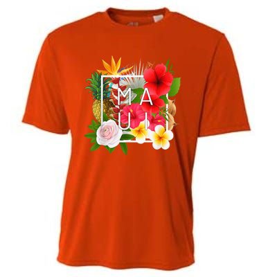 Flowers of Maui Word Art - Hawaiian Island Souvenir Cooling Performance Crew T-Shirt