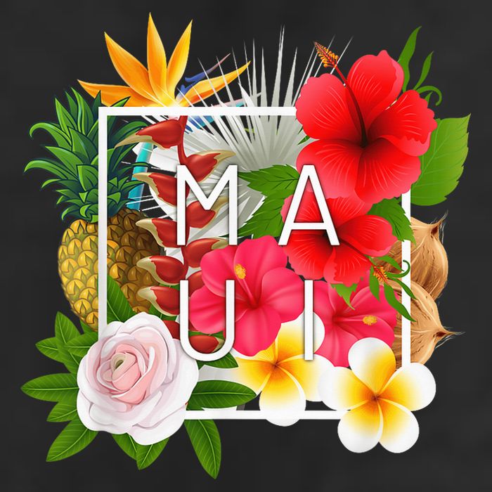 Flowers of Maui Word Art - Hawaiian Island Souvenir Cool Comfort Performance Bucket Hat