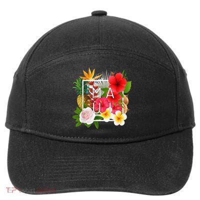 Flowers of Maui Word Art - Hawaiian Island Souvenir 7-Panel Snapback Hat