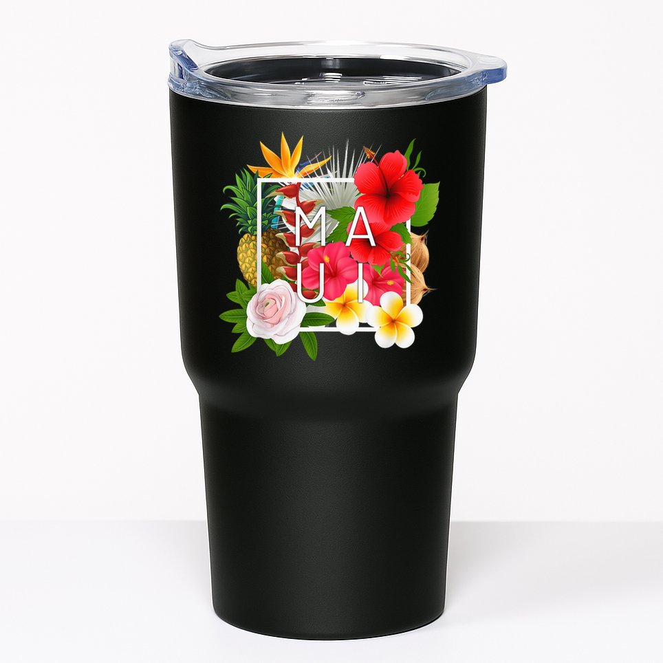 Flowers of Maui Word Art - Hawaiian Island Souvenir Tumbler