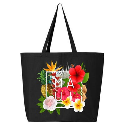Flowers of Maui Word Art - Hawaiian Island Souvenir 25L Jumbo Tote
