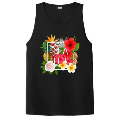 Flowers of Maui Word Art - Hawaiian Island Souvenir PosiCharge Competitor Tank