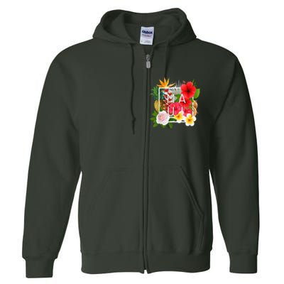 Flowers of Maui Word Art - Hawaiian Island Souvenir Full Zip Hoodie