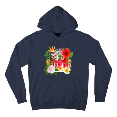 Flowers of Maui Word Art - Hawaiian Island Souvenir Hoodie