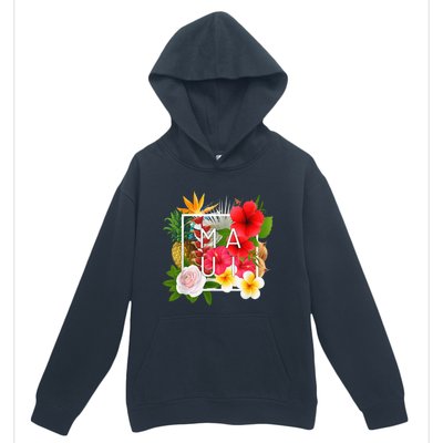 Flowers of Maui Word Art - Hawaiian Island Souvenir Urban Pullover Hoodie