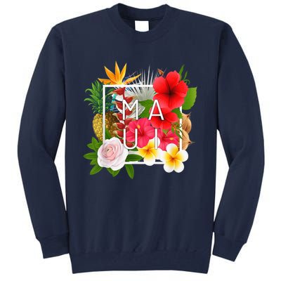 Flowers of Maui Word Art - Hawaiian Island Souvenir Tall Sweatshirt