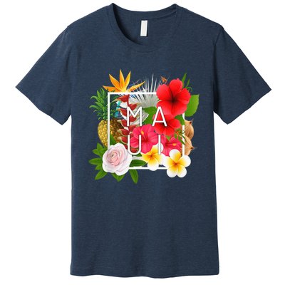 Flowers of Maui Word Art - Hawaiian Island Souvenir Premium T-Shirt