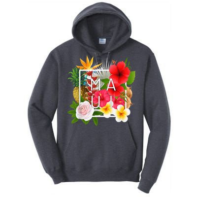 Flowers of Maui Word Art - Hawaiian Island Souvenir Tall Hoodie