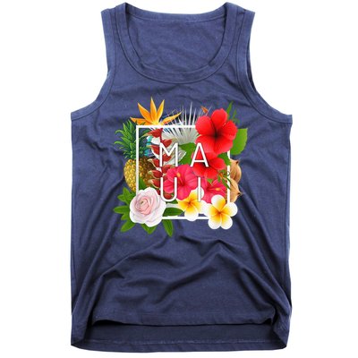 Flowers of Maui Word Art - Hawaiian Island Souvenir Tank Top