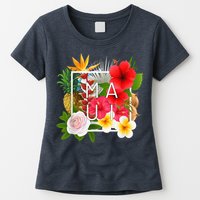 Flowers of Maui Word Art - Hawaiian Island Souvenir Womens T-Shirt