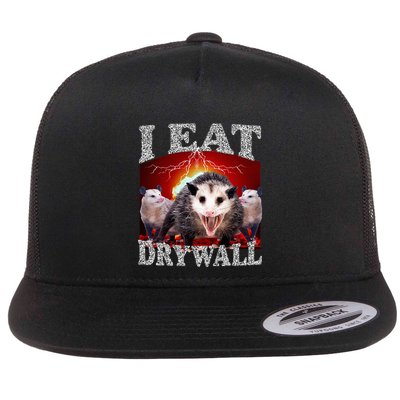 Funny Opossum Meme I Eat Drywall Possum Sarcasm Humor Flat Bill Trucker Hat