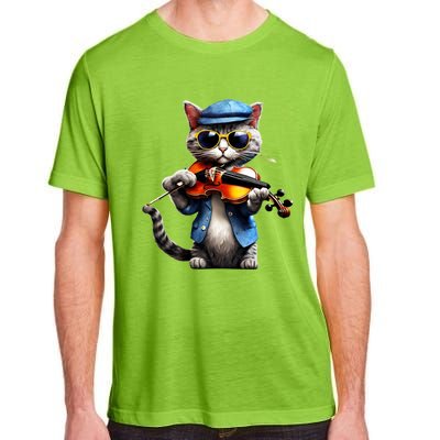 Funny Orchestra Musician Violinist Cat Playing Violin Gift Adult ChromaSoft Performance T-Shirt