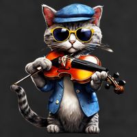 Funny Orchestra Musician Violinist Cat Playing Violin Gift 11oz C Handle Ceramic Mug