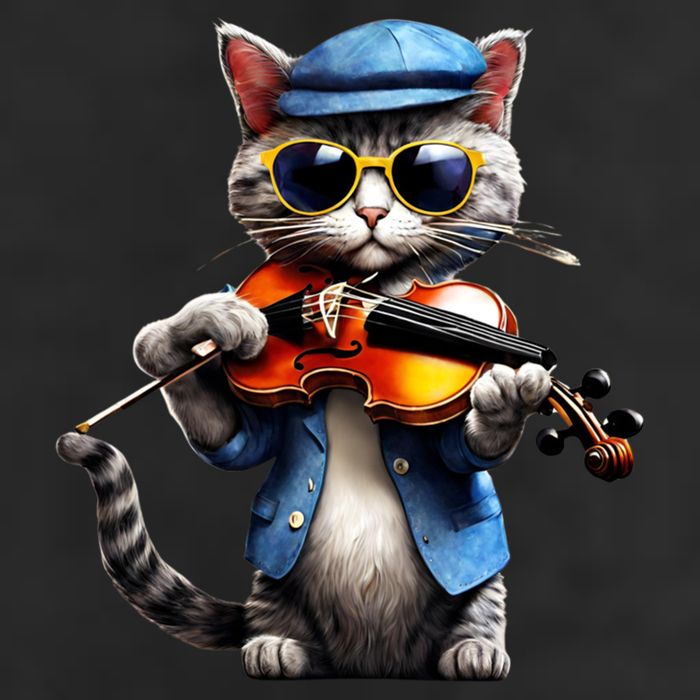 Funny Orchestra Musician Violinist Cat Playing Violin Gift 11oz C Handle Ceramic Mug