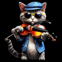 Funny Orchestra Musician Violinist Cat Playing Violin Gift Drawstring Bag