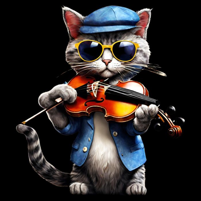 Funny Orchestra Musician Violinist Cat Playing Violin Gift Drawstring Bag