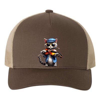 Funny Orchestra Musician Violinist Cat Playing Violin Gift Yupoong Adult 5-Panel Trucker Hat