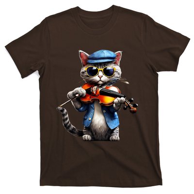 Funny Orchestra Musician Violinist Cat Playing Violin Gift T-Shirt