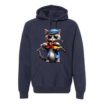 Funny Orchestra Musician Violinist Cat Playing Violin Gift Premium Hoodie