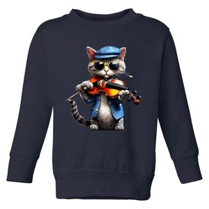 Funny Orchestra Musician Violinist Cat Playing Violin Gift Toddler Sweatshirt