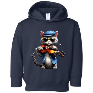 Funny Orchestra Musician Violinist Cat Playing Violin Gift Toddler Hoodie