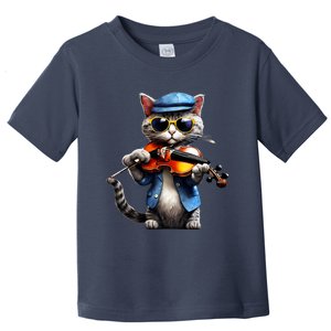 Funny Orchestra Musician Violinist Cat Playing Violin Gift Toddler T-Shirt