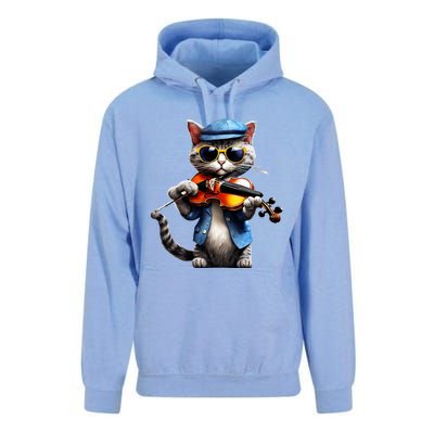 Funny Orchestra Musician Violinist Cat Playing Violin Gift Unisex Surf Hoodie